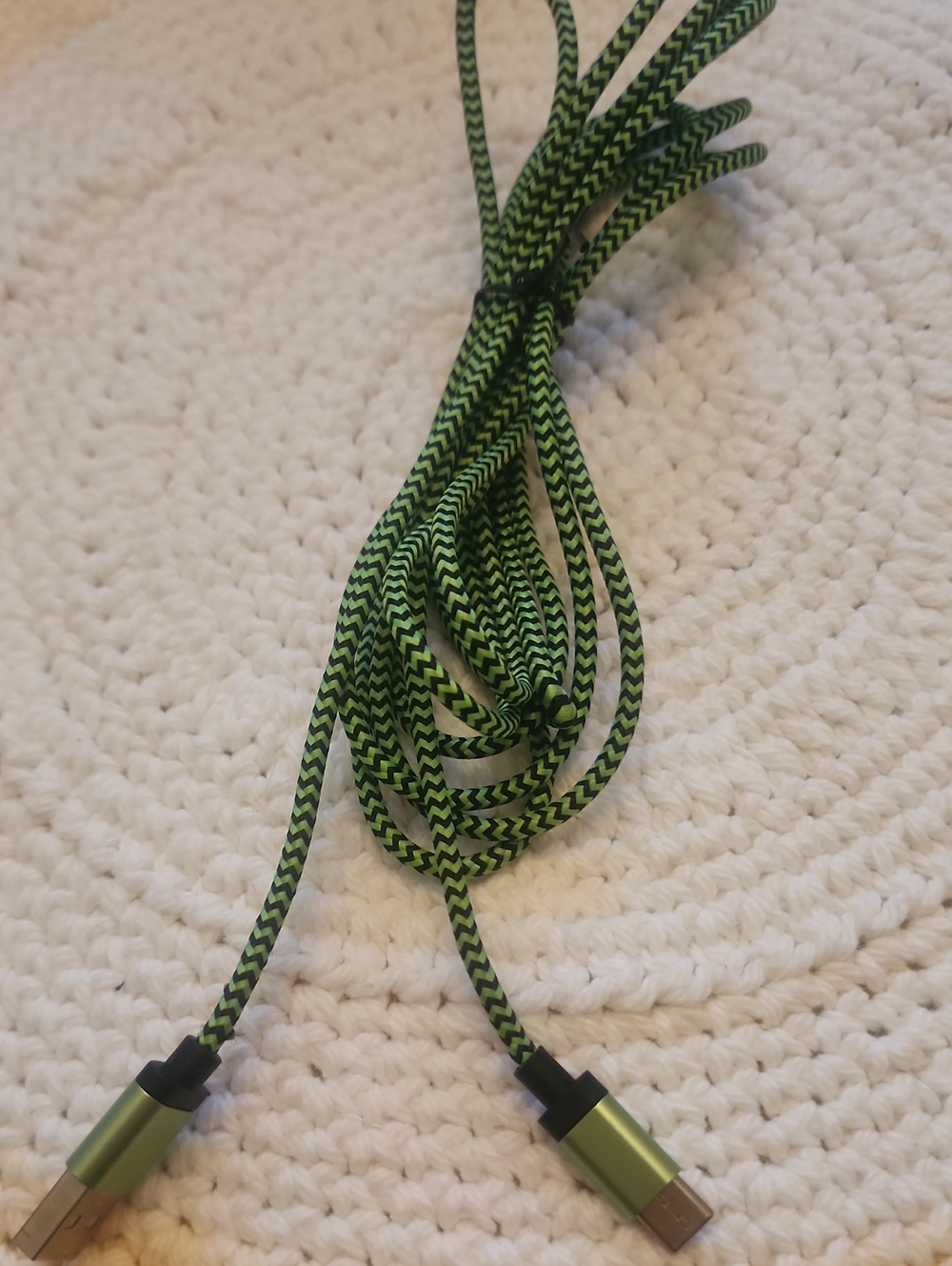 Braided Green USB-C to USB-A Charging Cable 8'